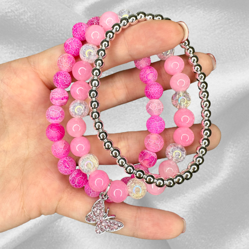 Морозний Агат, Нефрит, Цукровий кварц, Гематит срібло