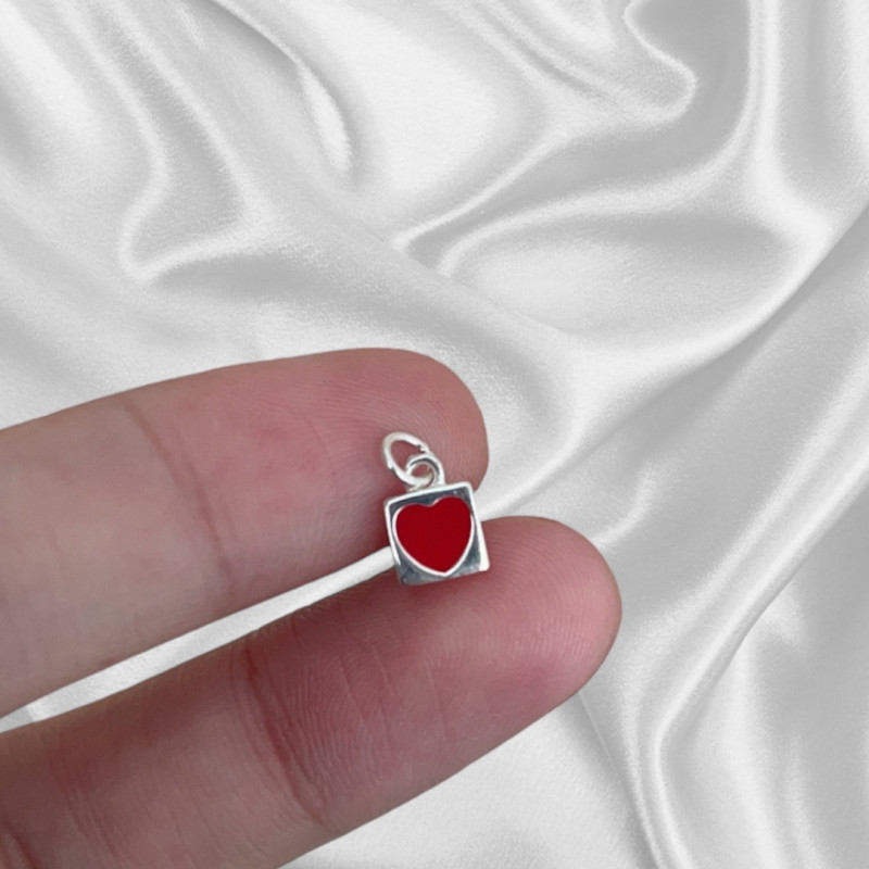 Сердце серебро с эмалью